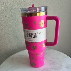 Stanley Pink Quencher Tumbler with Gold Floral Accents 
Box slightly damaged.